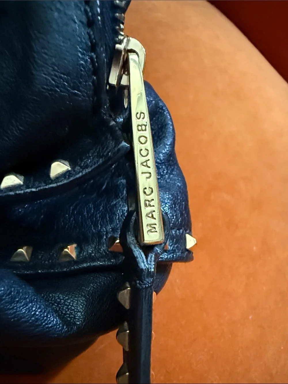 Black Leather Tote Bag with Gold Hardware